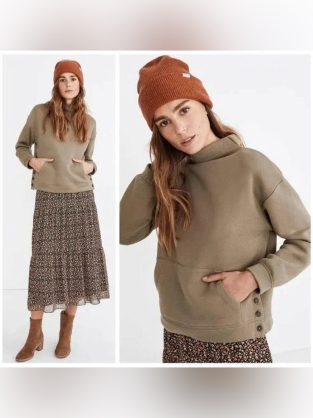 Madewell MWL Mockneck Side-Button
Sweatshirt Women's M